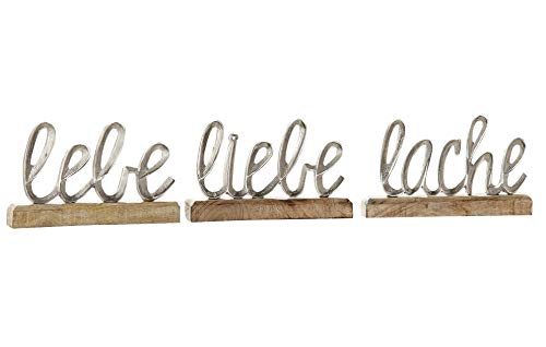 3 x Schriftzug Lebe Liebe Lache Aluminium Höhe 12,5 cm Silber, Tischdeko, Aufsteller 3 x Schriftzug Lebe Liebe Lache Aluminium Höhe 12,5 cm Silber, Tischdeko, Aufsteller von Unbekannt