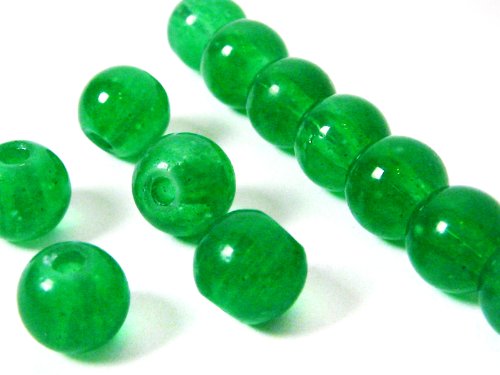 30 Glasperlen “Jade-Look“ 8 mm - grün von Unbekannt