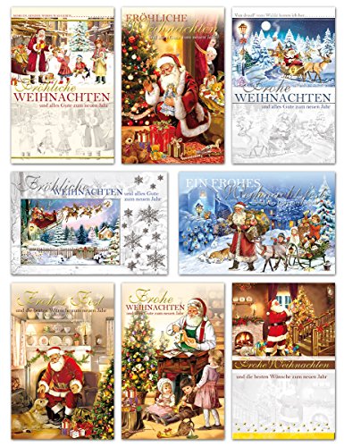 50 Weihnachtskarten Nostalgie Grußkarten Weihnachten Klappkarten mit Umschlägen 220-3206 von Unbekannt