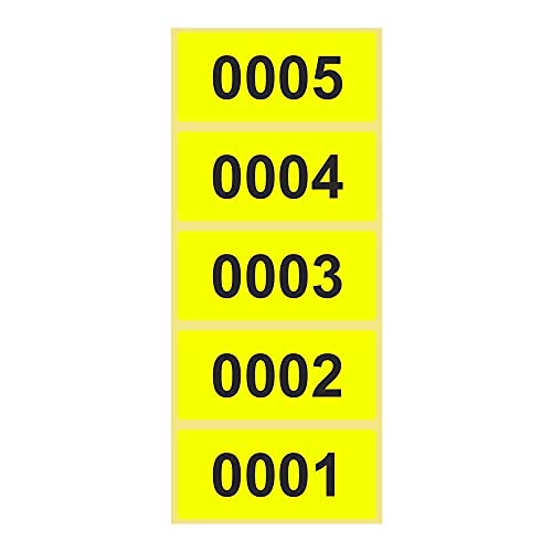 500 Etiketten/Aufkleber auf Rolle - LEUCHTGELB - fortlaufend nummeriert - 56 x 25 mm von Unbekannt