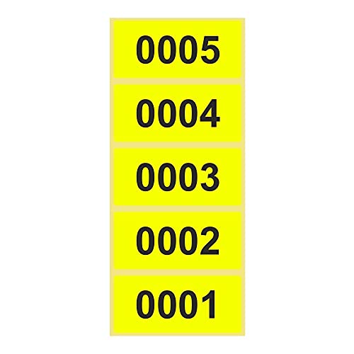 500 Etiketten/Aufkleber auf Rolle - LEUCHTGELB - fortlaufend nummeriert - 56 x 25 mm 500 Etiketten/Aufkleber auf Rolle - LEUCHTGELB - fortlaufend nummeriert - 56 x 25 mm von Unbekannt