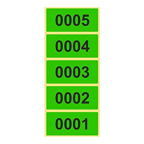 500 Etiketten/Aufkleber auf Rolle - LEUCHTGRÜN - fortlaufend nummeriert - 56 x 25 mm von Unbekannt