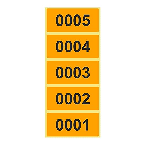 500 Etiketten/Aufkleber auf Rolle - LEUCHTORANGE - fortlaufend nummeriert - 56 x 25 mm von Unbekannt