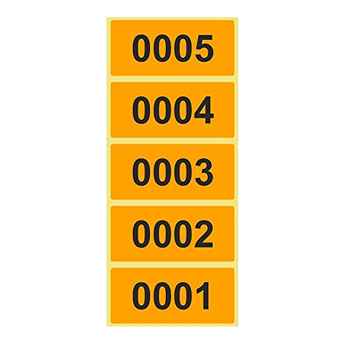 500 Etiketten/Aufkleber auf Rolle - LEUCHTORANGE - fortlaufend nummeriert - 56 x 25 mm von Unbekannt