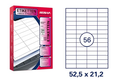 5600 HEISAP Universal Drucker-Etiketten 52,8 x 21,2 mm Aufkleber Weiß permanent selbstklebend Etiketten 100 Bogen A4 HEI003 von Unbekannt