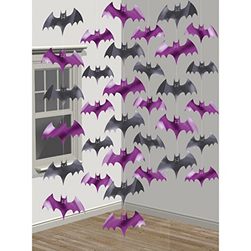 Unbekannt 6-teiliges Decken-Deko Set * Fledermaus * für Halloween oder eine Motto-Party // Kindergeburtstag Feier Fete Strings of Bat Horror Grusel Halloween von Unbekannt