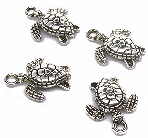 8 Metallanhänger Schildkröte, Silberfarben 1,8 cm, Schmuck mit Perlen basteln von Unbekannt