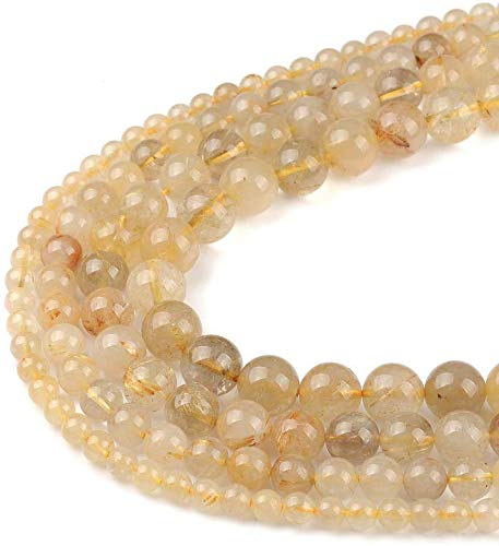 8 mm goldene Rutilquarz-Perlen, Naturstein, lose Perlen für DIY-Schmuckherstellung, ca. 39,4 cm, 45 Stück, 1 Strang pro Beutel von Unbekannt