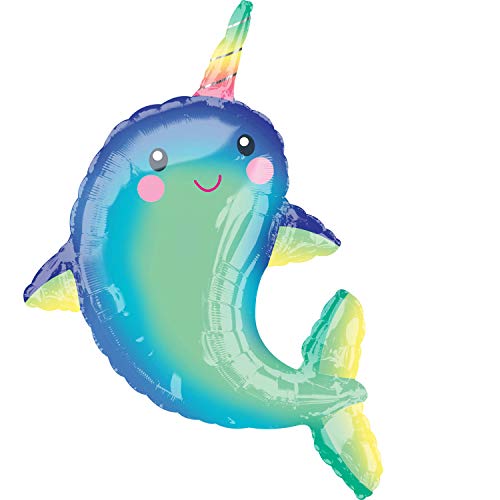 Narwhal SuperShape XL Foil Balloon 29"/73cm x 39"/99cm P35 Narwhal SuperShape XL Foil Balloon 29"/73cm x 39"/99cm P35 von amscan
