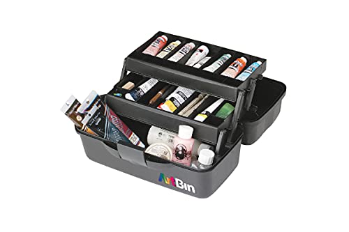 ArtBin 2 Fächer für Kunstbedarf Tragbarer Kunst-und Handwerks-Organizer mit herausnehmbaren Ablagen [1] Kunststoff-Aufbewahrungsbox, grau/schwarz, Mehrfarbig, Two Tray von ArtBin