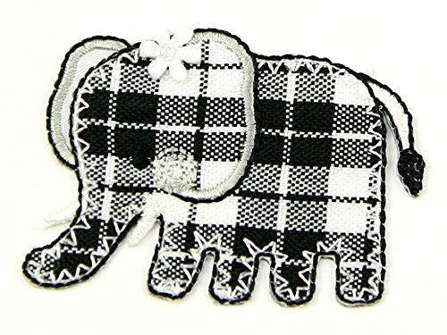 Aufnäher zum Aufbügeln oder -nähen auf Stoff, Motiv, schwarz-weiß-karierter Elefant Aufnäher zum Aufbügeln oder -nähen auf Stoff, Motiv, schwarz-weiß-karierter Elefant von Unbekannt