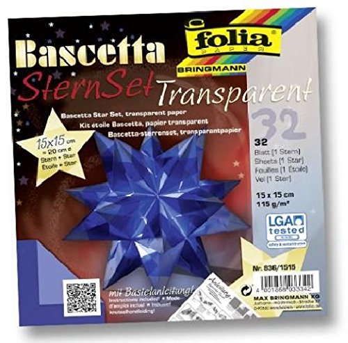 Bascetta Stern Bastelset Transparentpapier 115g/m² 15x15 cm 32 Blatt blau Folia 836/1515 von Unbekannt
