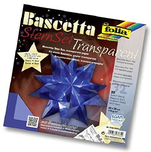 Bascetta Stern Bastelset Transparentpapier 115g/m² 20x20 cm 32 Blatt blau Folia 836/2020 von Unbekannt