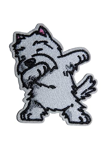 Bestickter Aufnäher zum Aufbügeln, Motiv weißer Hund Bestickter Aufnäher zum Aufbügeln, Motiv weißer Hund von Unbekannt