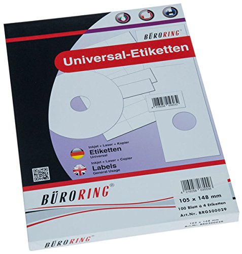 Büroring Etiketten A4/100 Blatt 105x148mm, 400 Etiketten von Unbekannt