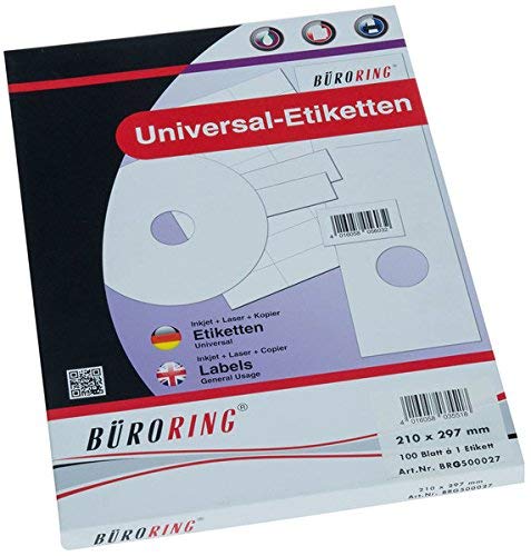 Büroring Etiketten A4/100 Blatt 210x297mm, 100 Etiketten Büroring Etiketten A4/100 Blatt 210x297mm, 100 Etiketten von Unbekannt
