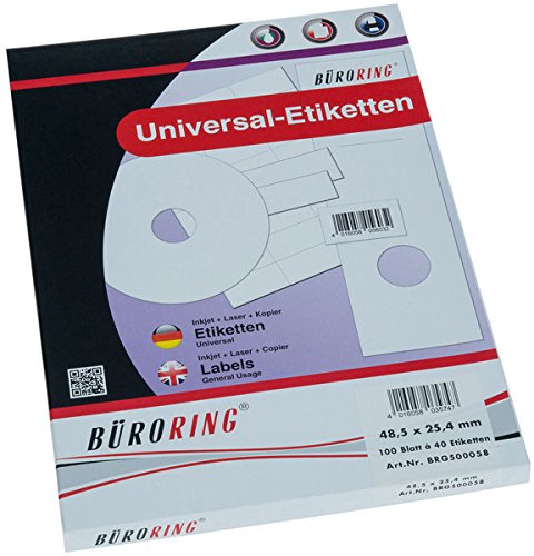 Büroring Etiketten A4/100 Blatt 48,5x25,4mm, 4000 Etiketten von Unbekannt