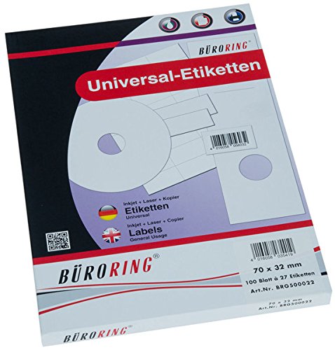 Büroring Etiketten A4/100 Blatt 70x32mm, 2700 Etiketten von Unbekannt