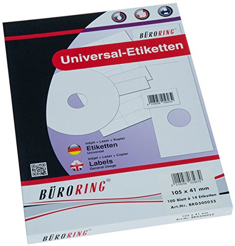 Büroring Etiketten A4/100 Blatt 105x41mm, 1400 Etiketten Büroring Etiketten A4/100 Blatt 105x41mm, 1400 Etiketten von Unbekannt