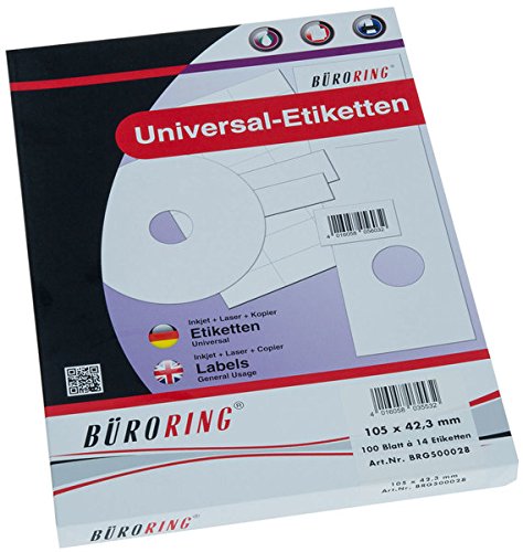 Büroring Etiketten A4/100 Blatt 105x42,3mm, 1400 Etiketten von Unbekannt