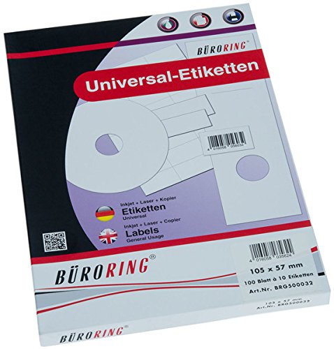 Büroring Etiketten A4/100 Blatt 105x57mm, 1000 Etiketten Büroring Etiketten A4/100 Blatt 105x57mm, 1000 Etiketten von Unbekannt