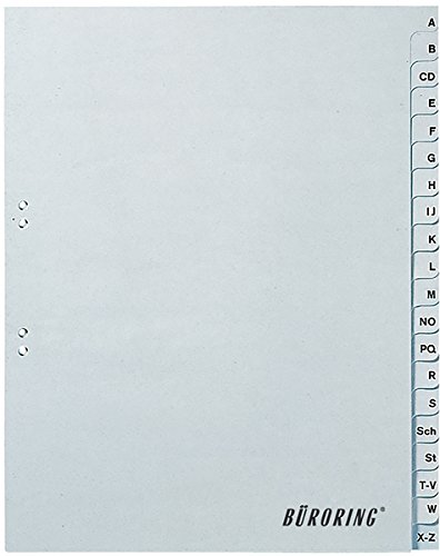 Büroring Register A-Z, Vollformat A4, 20-teilig, PP-Folie, grau von Unbekannt