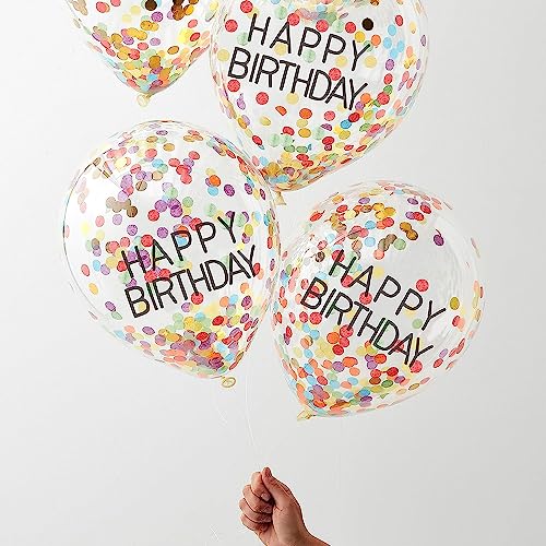 Bunte Geburtstags-Ballons/Luft-Ballons Happy Birthday transparent mit Buntem Konfetti - Geburtstag-s-Dekoration Erwachsene Kinder Junge-n Mädchen Männer Frau-en (10 Ballons) von Unbekannt
