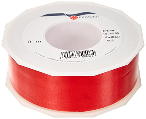 C.E. PATTBERG Geschenkband rot, 91 Meter Ringelband 40 mm zum Basteln, Dekorieren & Verpacken von Geschenken zu jedem Anlass C.E. PATTBERG Geschenkband rot, 91 Meter Ringelband 40 mm zum Basteln, Dekorieren & Verpacken von Geschenken zu jedem Anlass von Morex Ribbon
