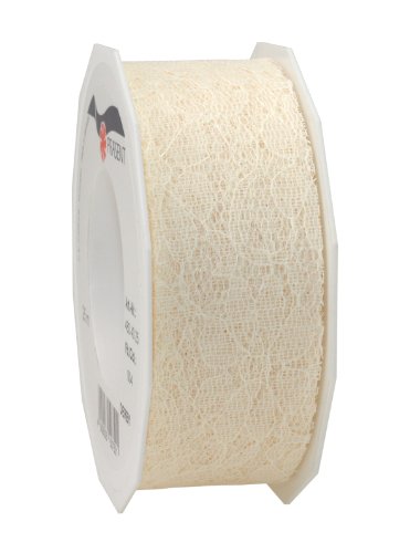 C.E. Pattberg Derby Dekorationsband créme, 25 m Geschenkband aus Spitze, 40 mm Breite, Schleifenband zum Dekorieren & Basteln, zum Einpacken für Geschenke von PRÄSENT