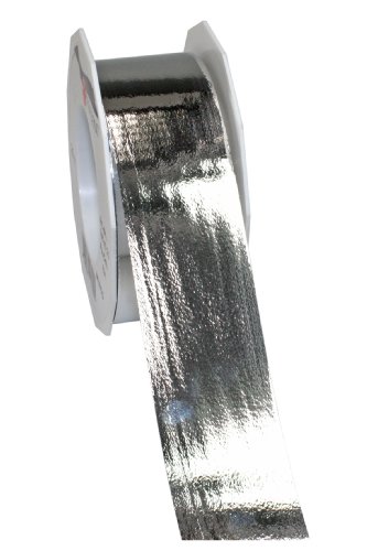 PRÄSENT C.E. Pattberg Mexico Geschenkband metallic Silber, 25 m Ringelband zum Einpacken von Geschenken, 40 mm Breite, Zubehör zum Dekorieren & Basteln, Dekoband, Anlass von PRÄSENT