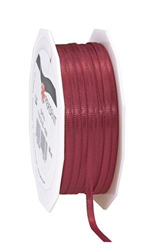 PRÄSENT C.E. Pattberg Satin Bordeaux, 50 m Satinband zum Einpacken von Geschenken, 3 mm Breite, Geschenkband zum Dekorieren & Basteln, Dekoband, Anlass von PRÄSENT