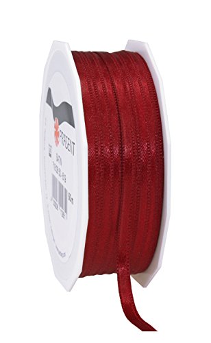 Präsent C.E. Pattberg Satin Bordeaux, 50 m Satinband zum Einpacken von Geschenken, 8 mm Breite, Geschenkband zum Dekorieren & Basteln, Dekoband, Anlass von PRÄSENT