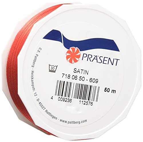 Präsent C.E. Pattberg Satin rot, 50 m Satinband zum Einpacken von Geschenken, 6 mm Breite, Geschenkband zum Dekorieren & Basteln, Dekoband, Anlass Präsent C.E. Pattberg Satin rot, 50 m Satinband zum Einpacken von Geschenken, 6 mm Breite, Geschenkband zum Dekorieren & Basteln, Dekoband, Anlass von PRÄSENT