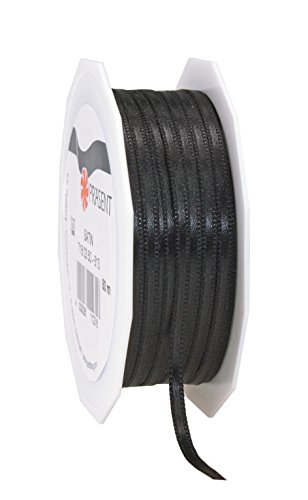 Präsent C.E. Pattberg Satin schwarz, 50 m Satinband zum Einpacken von Geschenken, 3 mm Breite, Geschenkband zum Dekorieren & Basteln, Dekoband, Anlass von PRÄSENT