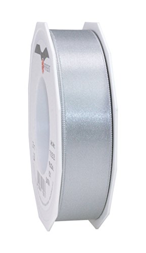 Präsent C.E. Pattberg Satin sterlingsilber, 25 m Satinband zum Einpacken von Geschenken, 25 mm Breite, Geschenkband zum Dekorieren & Basteln, Dekoband, Anlass von PRÄSENT