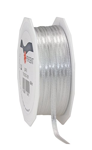 Präsent C.E. Pattberg Satin sterlingsilber, 50 m Satinband zum Einpacken von Geschenken, 3 mm Breite, Geschenkband zum Dekorieren & Basteln, Dekoband, Anlass von PRÄSENT