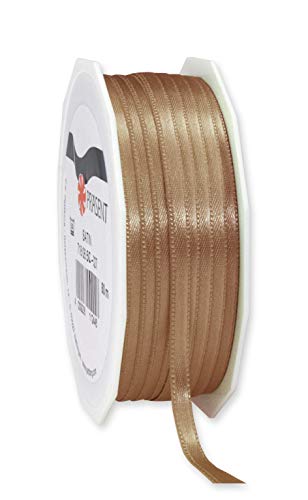 PRÄSENT C.E. Pattberg Satin Taupe, 50 m Satinband zum Einpacken von Geschenken, 6 mm Breite, Geschenkband zum Dekorieren & Basteln, Dekoband, Anlass von PRÄSENT