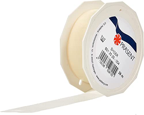 Präsent C.E. Pattberg Sheer Organzaband créme, 25 m Geschenkband zum Einpacken von Geschenken, 25 mm Breite, Zubehör zum Dekorieren & Basteln, Dekoband Präsent C.E. Pattberg Sheer Organzaband créme, 25 m Geschenkband zum Einpacken von Geschenken, 25 mm Breite, Zubehör zum Dekorieren & Basteln, Dekoband von PRÄSENT
