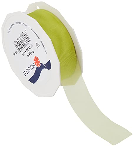 Präsent C.E. Pattberg Sheer Organzaband Limette (grün), 25 m Geschenkband zum Einpacken von Geschenken, 25 mm Breite, Zubehör zum Dekorieren & Basteln, Dekoband von Präsent