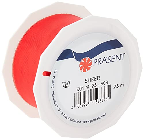 Präsent C.E. Pattberg Sheer Organzaband rot, 25 m Geschenkband zum Einpacken von Geschenken, 40 mm Breite, Zubehör zum Dekorieren & Basteln, Dekoband Präsent C.E. Pattberg Sheer Organzaband rot, 25 m Geschenkband zum Einpacken von Geschenken, 40 mm Breite, Zubehör zum Dekorieren & Basteln, Dekoband von PRÄSENT
