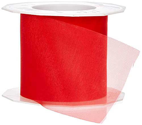 Präsent C.E. Pattberg Sheer Organzaband rot, 25 m Geschenkband zum Einpacken von Geschenken, 72 mm Breite, Zubehör zum Dekorieren & Basteln, Dekoband von PRÄSENT