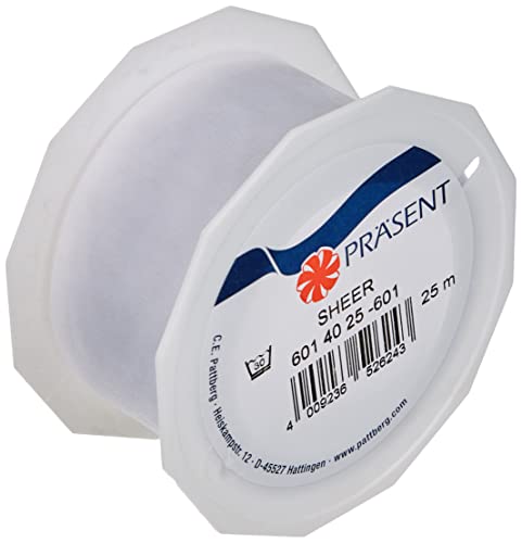 Präsent C.E. Pattberg Sheer Organzaband weiß, 25 m Geschenkband zum Einpacken von Geschenken, 40 mm Breite, Zubehör zum Dekorieren & Basteln, Dekoband Präsent C.E. Pattberg Sheer Organzaband weiß, 25 m Geschenkband zum Einpacken von Geschenken, 40 mm Breite, Zubehör zum Dekorieren & Basteln, Dekoband von Präsent
