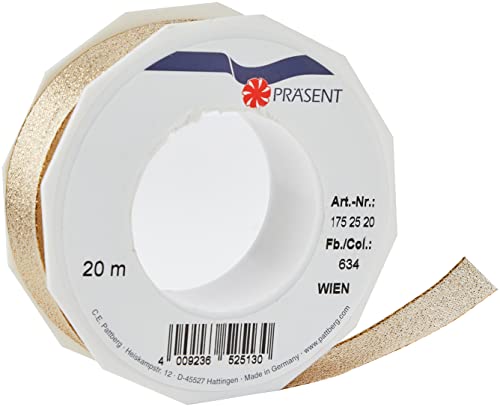 Präsent C.E. Pattberg Wien Geschenkband Gold, 20 m Geschenkband zum Einpacken, 25 mm Breite, Zubehör zum Dekorieren & Basteln, Dekoband für Geschenke Präsent C.E. Pattberg Wien Geschenkband Gold, 20 m Geschenkband zum Einpacken, 25 mm Breite, Zubehör zum Dekorieren & Basteln, Dekoband für Geschenke von PRÄSENT