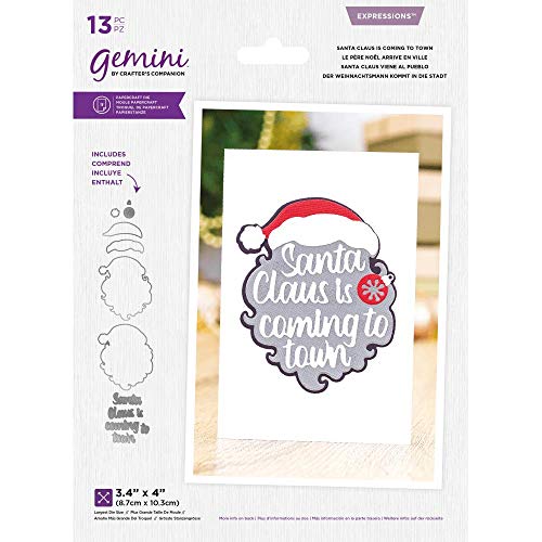 Crafter's Companion Gemini Expressions Metall-Stanzform Layerable Sentiments Christmas Santa Claus is Coming to Town, Silber, Einheitsgröße von Crafter's Companion