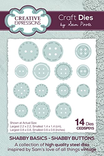 Creative Expressions Sam Poole Basics-Shabby Buttons-Craft Stanzform, Metall, größte 2,2 x 2,2 cm von Unbekannt
