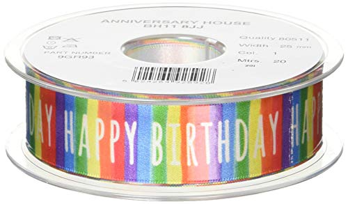 Creative Party GR93 Kuchenband, Regenbogenfarben, Happy Birthday, 25 m von Anniversary House