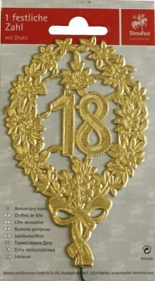 DEMMLER Jubiläumszahl 18 8X12cm gold mit Draht von Unbekannt