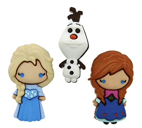 Dress It Up Knöpfe, Motiv: Disney Frozen (Die Eiskönigin), mit Elsa, Anna und Olaf von Dress It Up