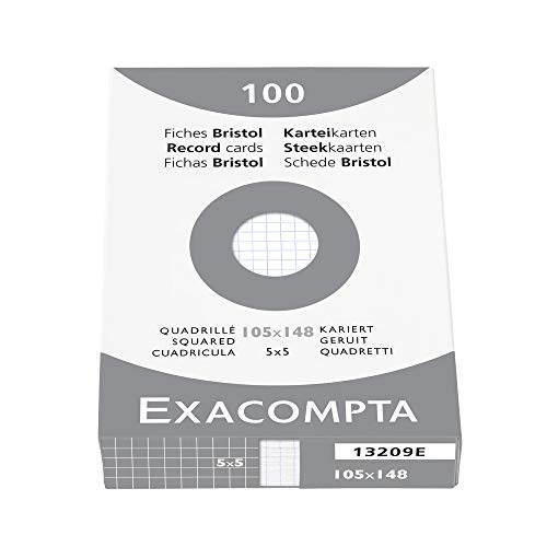 Exacompta 13209E 100er Pack Premium Karteikarten kariert DIN A6 ideal für die Schule, zum Lernen von Vokabeln 105 x 148 mm weiß Exacompta 13209E 100er Pack Premium Karteikarten kariert DIN A6 ideal für die Schule, zum Lernen von Vokabeln 105 x 148 mm weiß von Exacompta