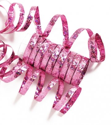 Einfarbige Glitzer Luftschlangen pink von Creative Converting